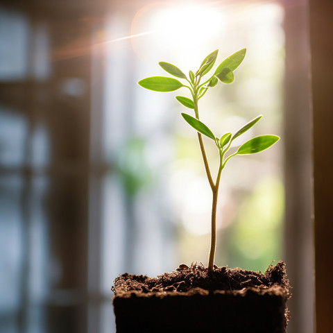 Green grow up in plant room shows growth