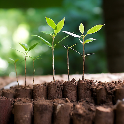 Financial growth sapling sprouting from bar graph