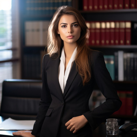 Professional female attorney diligently working in her law firm office