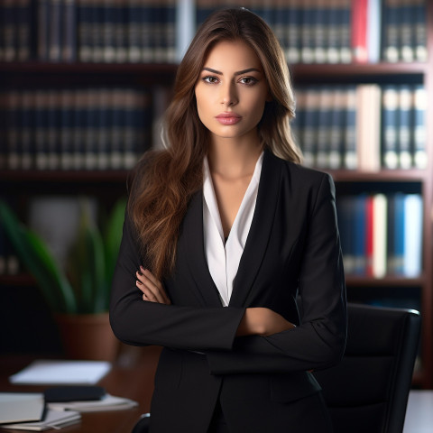 Professional female attorney diligently working in her law firm office