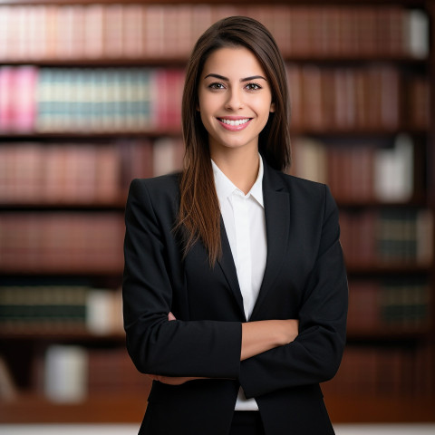 Friendly female attorney with a reassuring and approachable demeanor