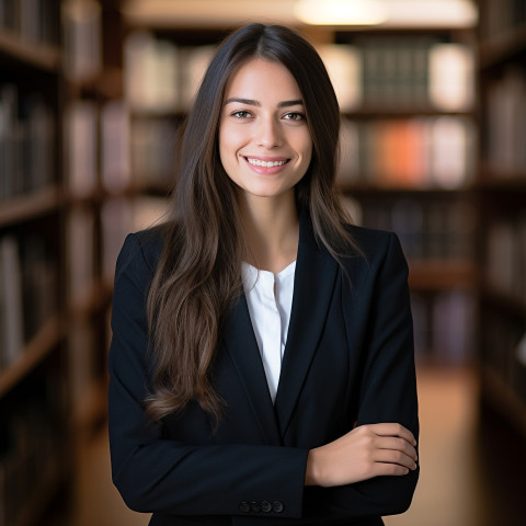 Friendly female attorney with a reassuring and approachable demeanor