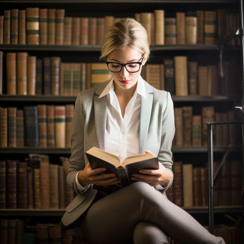 Knowledgeable woman studies legal documents