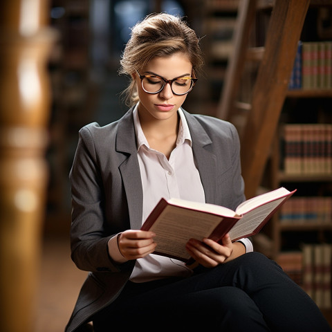 Knowledgeable woman studies legal documents