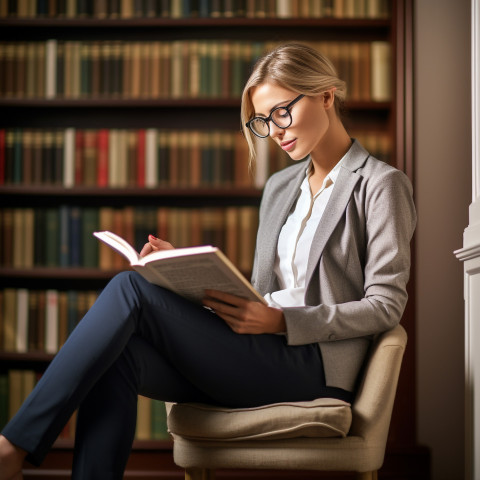 Knowledgeable woman studies legal documents