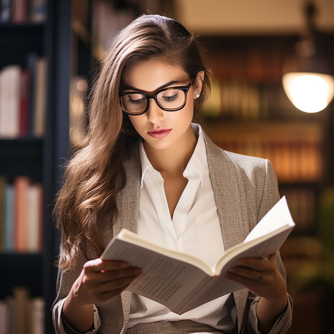 Knowledgeable woman studies legal documents