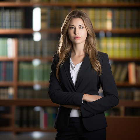 Empowered female attorney thriving in her legal career on blurred background