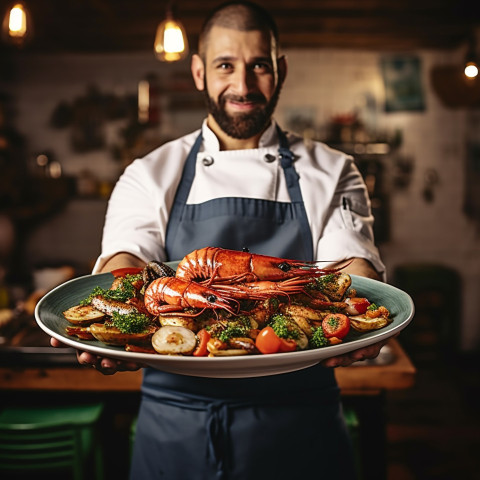 Restaurant chef showcases delectable seafood creation