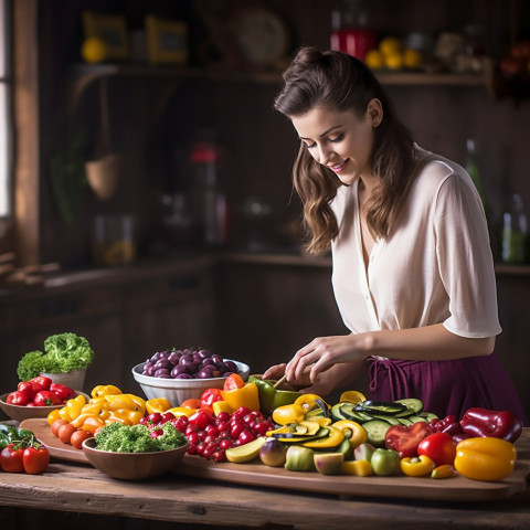 Skilled chef artfully prepares a colorful fruit platter