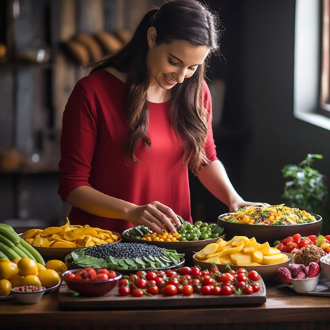 Skilled chef artfully prepares a colorful fruit platter