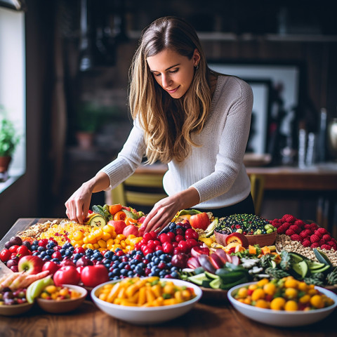 Skilled chef artfully prepares a colorful fruit platter