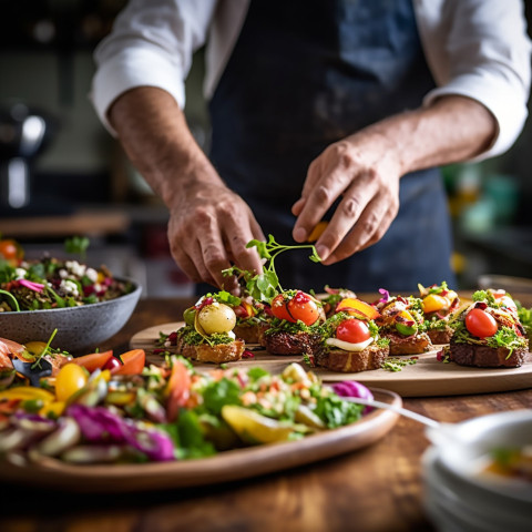 Create an eye catching appetizer platter with colorful ingredient