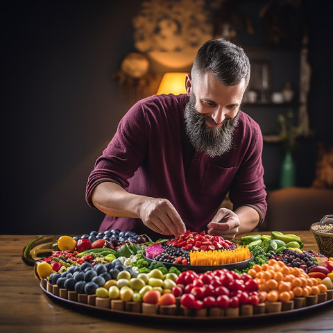 Skilled artist creates a beautiful fruit platter arrangement