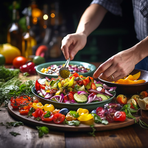 Create an eye catching appetizer platter with colorful ingredient