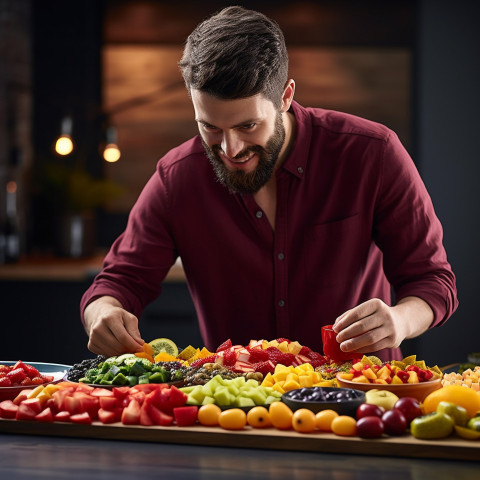 Skilled artist creates a beautiful fruit platter arrangement