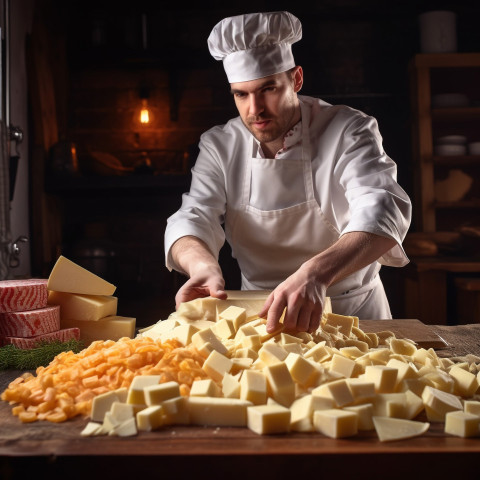 Aspiring chef shreds mozzarella for a homemade pizza