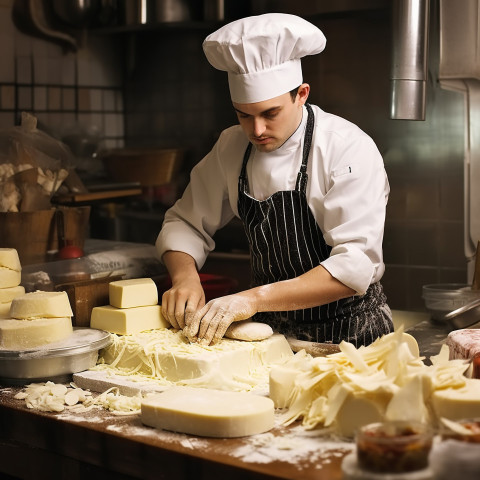 Aspiring chef shreds mozzarella for a homemade pizza