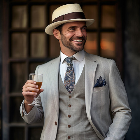 Stylish man savoring a refreshing drink