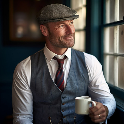 Stylish man enjoying a cappuccino