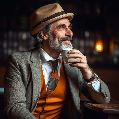 Stylish man enjoying a cappuccino