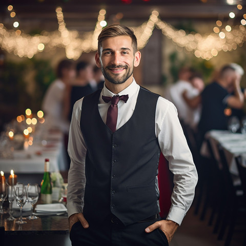 Astute event manager directs a seamless gathering on blured background