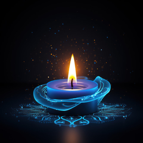 Diwali festivities with blue glow candle