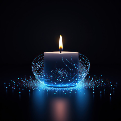 Diwali festivities with blue glow candle