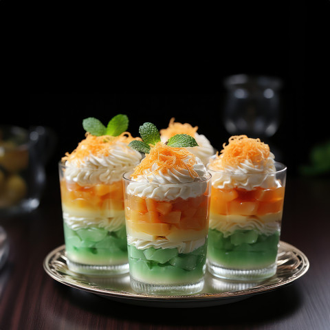 Colorful mini dessert cups filled with fresh fruits and creamy goodness perfect for a delightful treat at any occasion