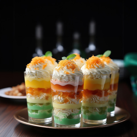 Colorful mini dessert cups filled with fresh fruits and creamy delights creating a sweet and tempting treat for any occasion