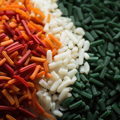 Rice arranged as the irish flag a vibrant mix of orange green and white colors