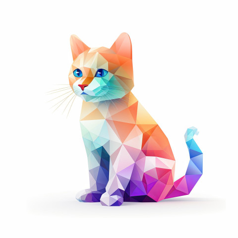 Minimalistic graphic design of a cat on a white background with simple colors