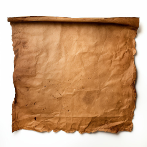 Old brown paper against a clean white backdrop