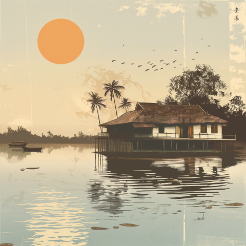 Iconic places around India inspired by the ukiyo-e art style