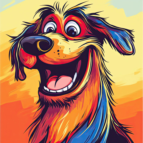 A Dog, drawn in the style of caricature art