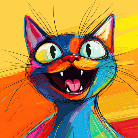 A Cat, drawn in the style of caricature art