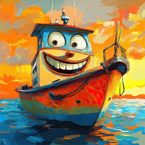 A Boat, drawn in the style of caricature art