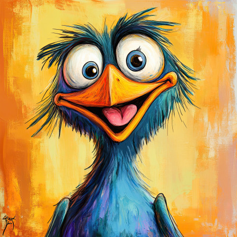 A Bird, drawn in the style of caricature art