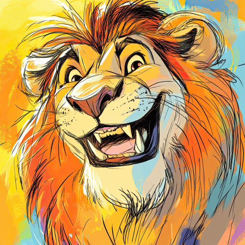 A Lion, drawn in the style of caricature art