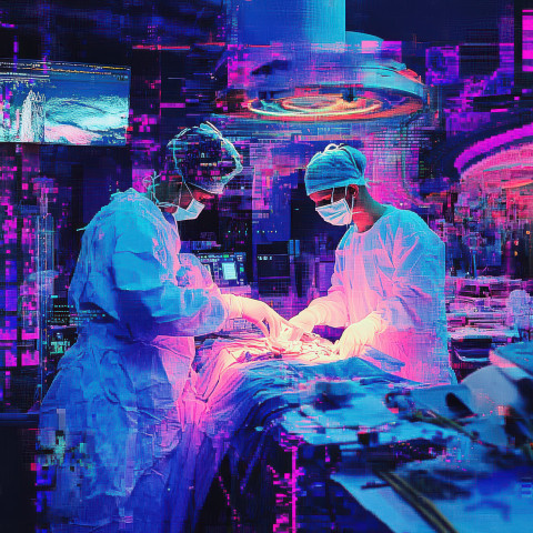 Doctors performing surgery in a sterile operating room