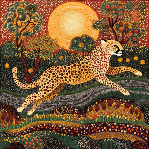 A cheetah sprints across the sunlit savanna its sleek body in motion capturing speed and agility