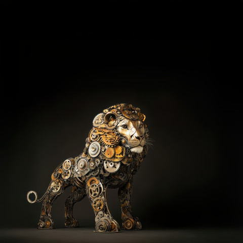 A lion made from clock gears