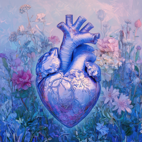 A holographic heart scan glowing in blue symbolizing futuristic healthcare and medical innovation