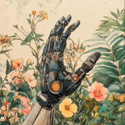 An ai-powered robotic hand reaching out symbolizing future technology and automation