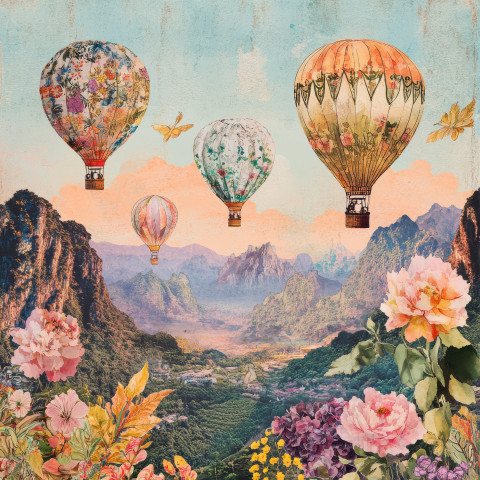 Hot air balloons floating over a scenic valley capturing adventure and freedom