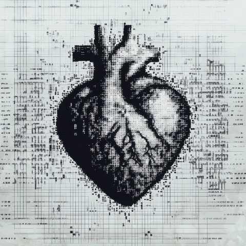 Heart with a pulse line running through it representing life and heartbeat expertly created in ascii art