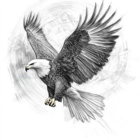 An eagle soaring high with wings spread wide