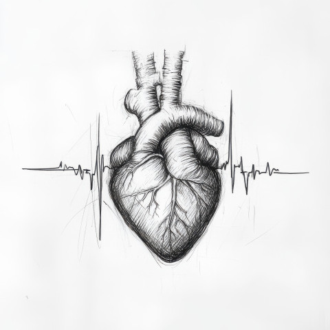 A heart with an ecg line running through it