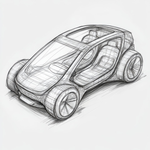 Self driving car blueprint illustrating sensors navigation system and internal mechanics