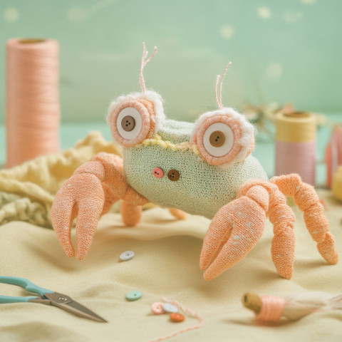 Sock crab on a sandy stitched shore