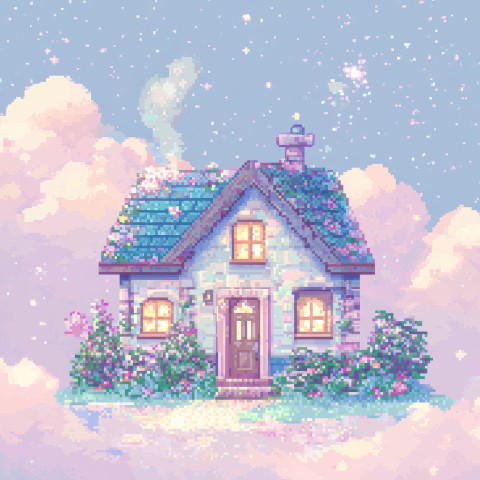 A small cozy house with warm lights and a welcoming feel